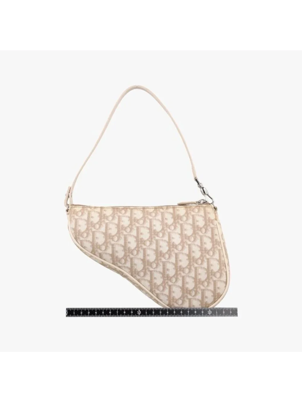 Dior Saddle Beige Canvas Flower Embroidery MC Shoulder